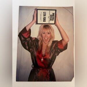 Lita Ford Pinup- Woman in Red Satin Robe